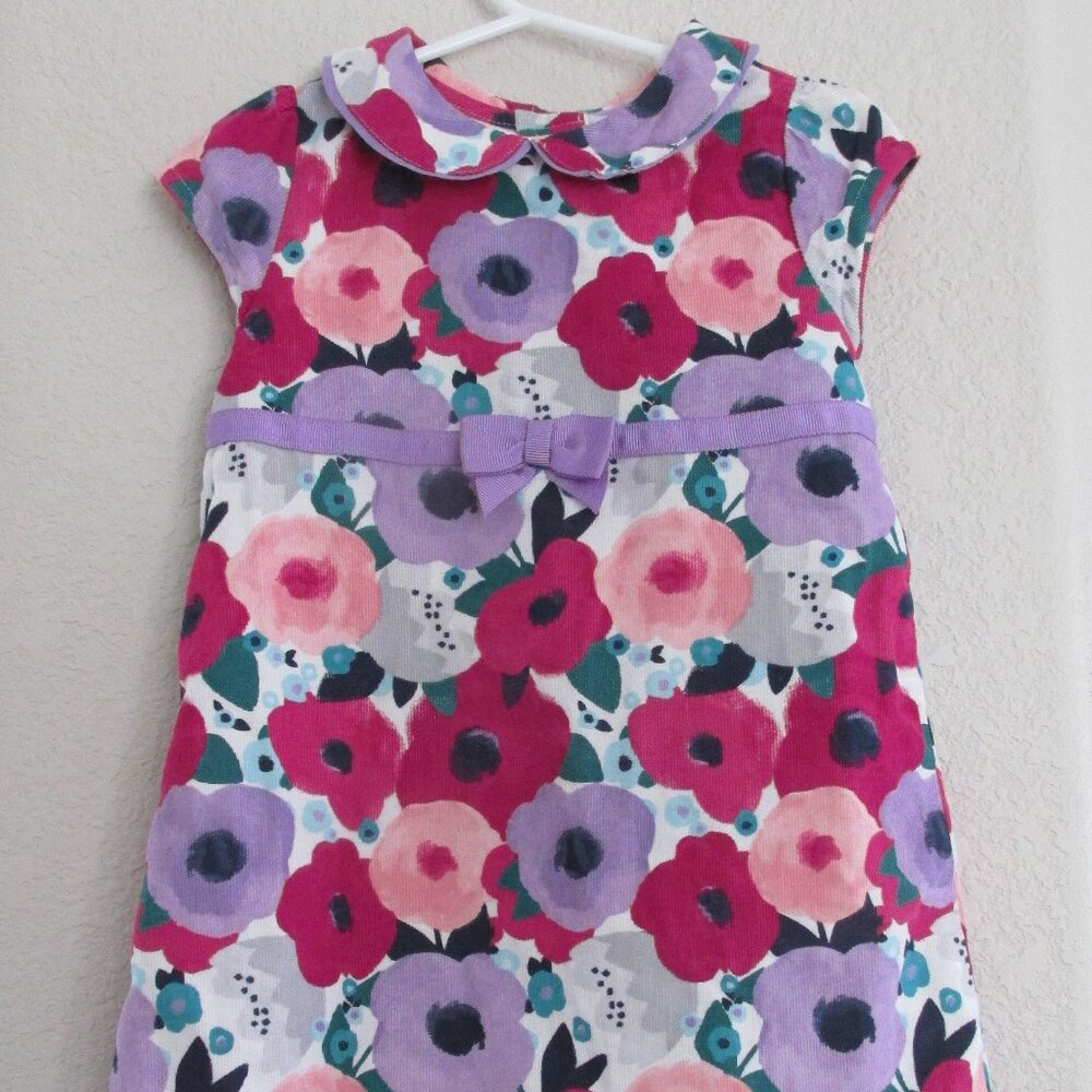 Gymboree Collared Dress Toddler Girls Size 2T Pink Floral Button Back Cap Sleeve